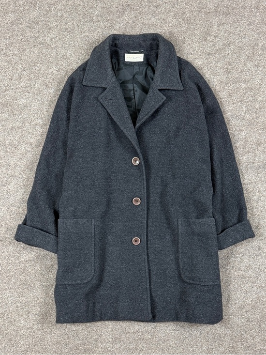 Sandro Jackets & Blazers - Vintage Sandro Grey Wool Mid Length Single Breasted Coat Womens 14 Drop Shoulder